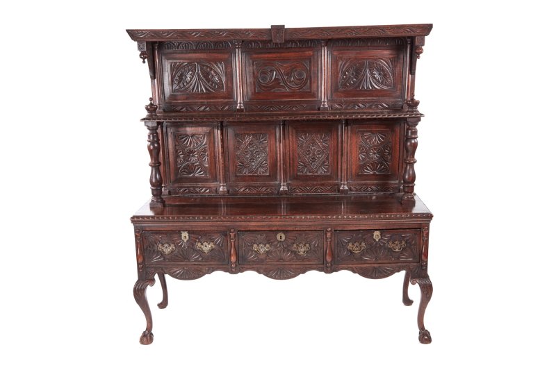 Fantastic 19th Century Antique Carved Oak Dresser
